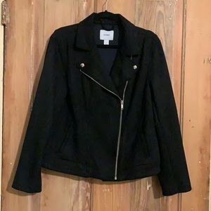 Old Navy Black Faux Suede Moto Jacket Size Large